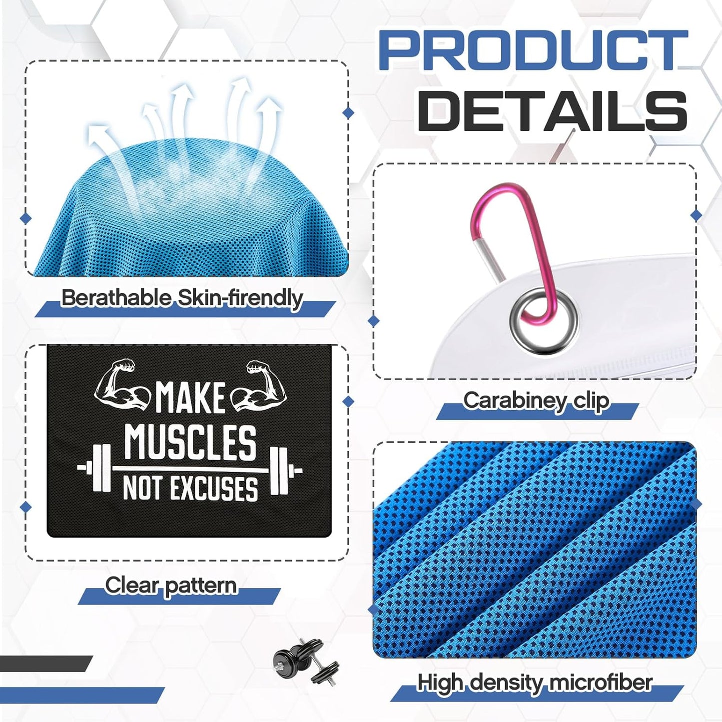 10 Pack Cooling Towel Fitness Gym Gift Sweat Workout Towels (40"x12") for Sports Exercise Fitness Neck and Face Yoga Athletes Sports