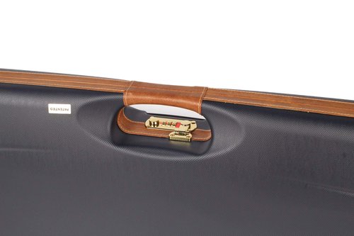 Negrini Deluxe O/U Shotgun Case – Airline-Approved Hard Case for 1 Shotgun + 1 Extra Barrel – Leather Trim – Navy/Grey – 1653LX/5005