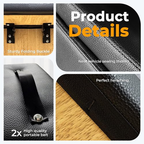 Fesoiu Pilates Box for Reformer 26 x 15 x 9.5 Inch, Premium PU and Wood, Black