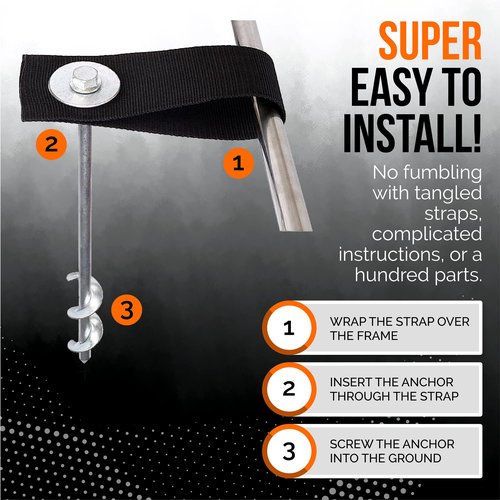 12" Set of 4 - Trampoline Anchor Kit - Trampoline Stakes Anchors High Wind - Ground Anchors Heavy Duty - Trampoline Wind Stakes - Ground Stakes Heavy Duty