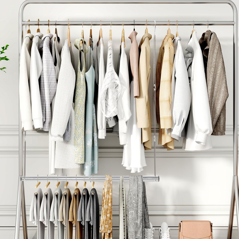 STORAGE MANIAC Hanging Closet Rod, Adjustable Width and Height Closet Hanging Organizer, Space-Saving Clothes Hanging Bar, Closet Extender Hanging Rod Double Closet Hanging Rod, 1 Pack Chrome