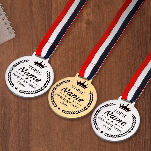 Custom Medals for Awards Personalized Award Medals with Ribbons Gold Winner Medals Bulk Recognition Medals for Sports Ceremony Graduation Corporate Event School Competition Customized Event Medal