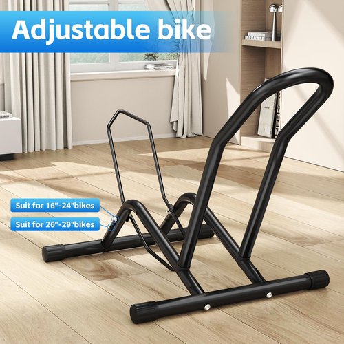 Bike Floor Stand Indoor Bike Stand for Garage/Home,Adjustable Bicycle Parking Stand Fit for 16"-29" Wheel Mini/Mountain/Road Bikes Heavy Duty Metal (Size-01)