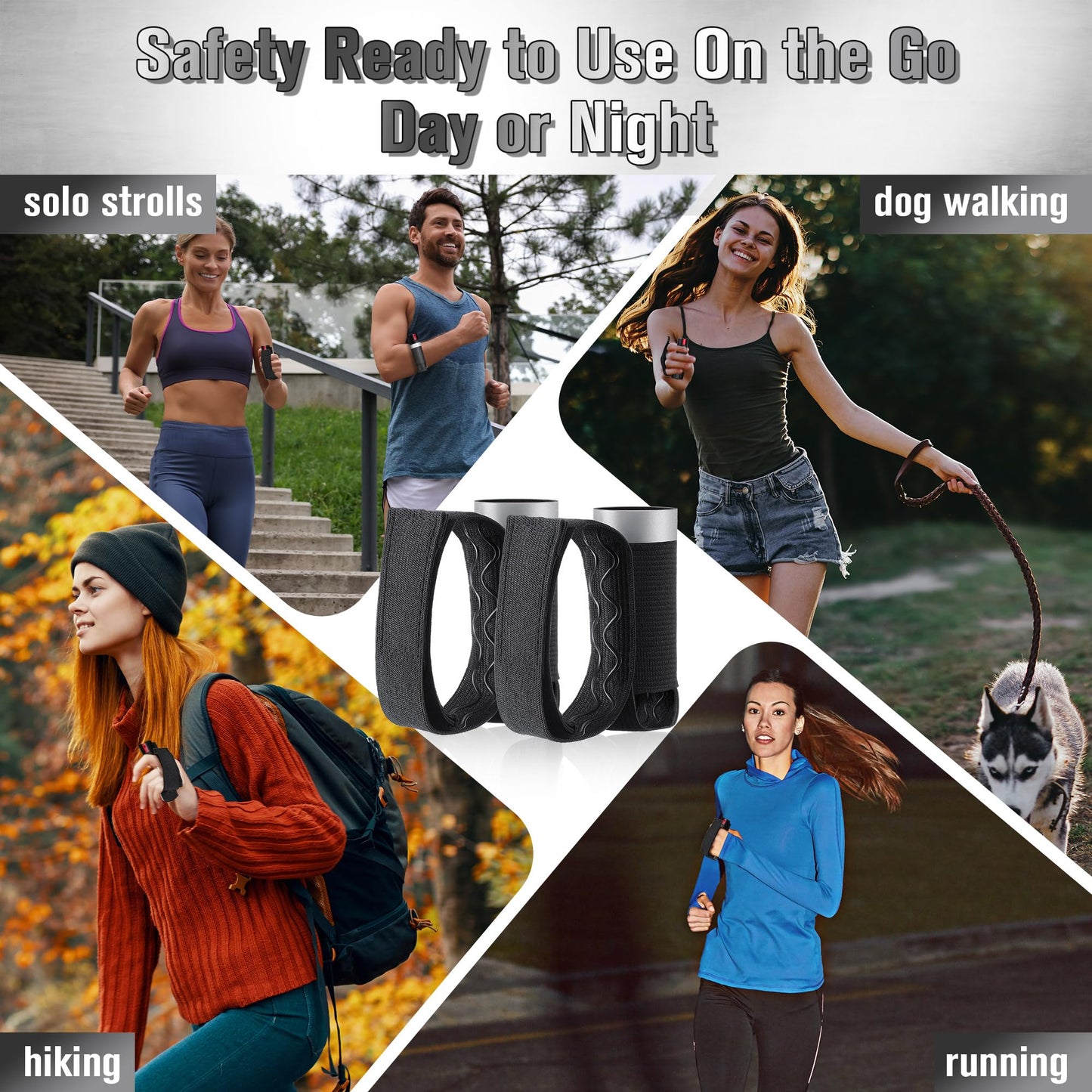 2 PCS Pepper Spray Hand Strap Holder-No Mister-Adjustable Reflective Runner Strap Fits Most Pepper Sprays 3. 5 up, Self Defense Gel Holder Stretch Ambidextrous Design for Run Jog Walk Night Safety