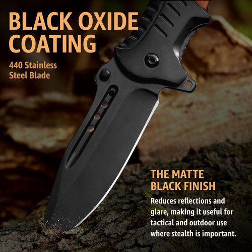 Pocket Knife for Men with Wood Handle & Glass Breaker & Pocket Clip - 3.66" Sharp Blade - Tactical Self Defense Folding Knives for Men Women Hunting Camping Military Survival Hiking Work EDC 0207