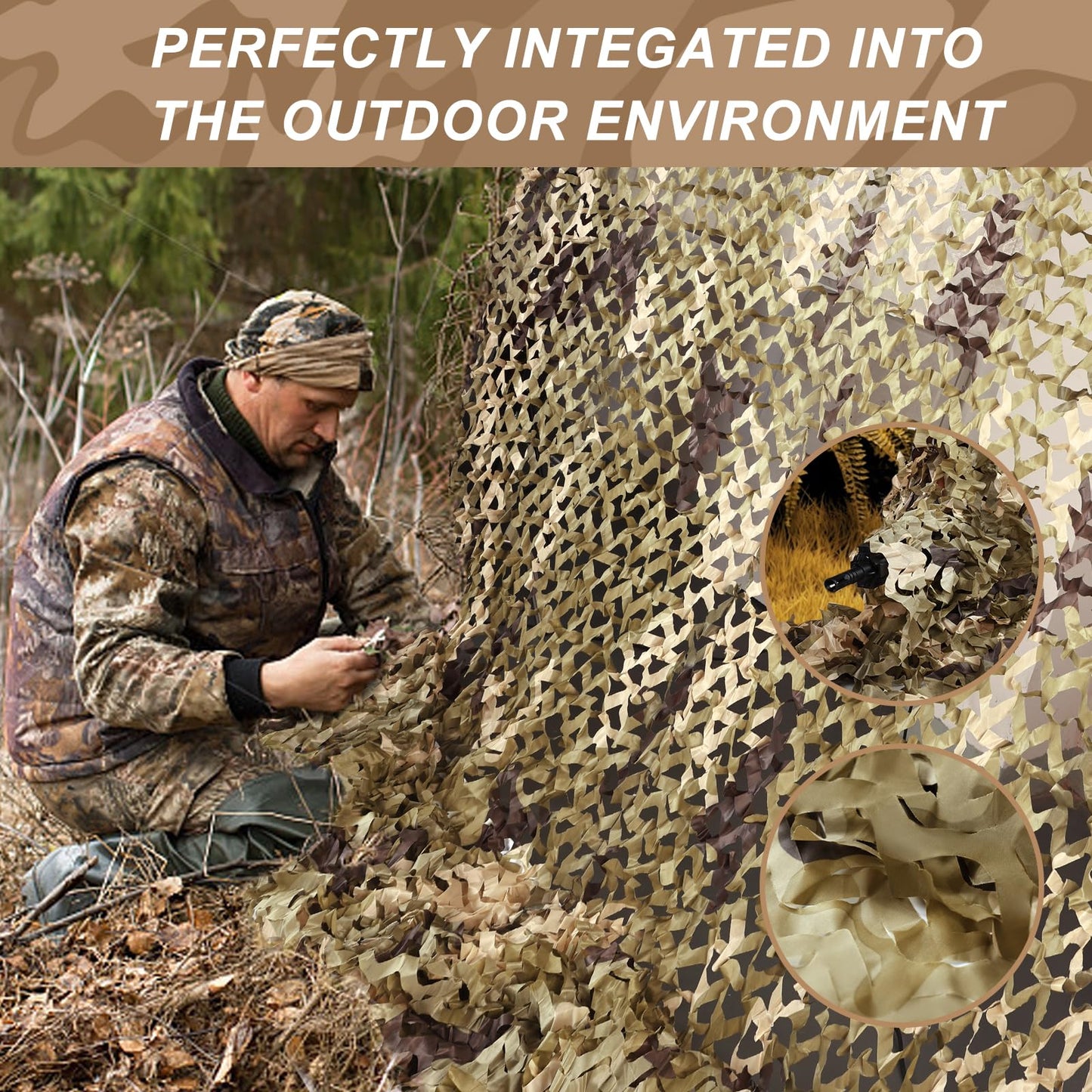 FullLit Camo Netting, Camouflage Netting, Hunting Blind Camo Net, Army Party Decorations, Sunshade Fence Nets, Lightweight, Bulk Roll, Mesh, Great for Camping, Shooting, Photograph, Car Cover, Outdoor