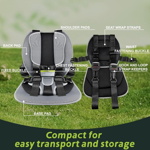 Urgown Golf Cart Child Positoner, 5-Point Design to Secure Children During Golf-Cart Rides, with Adjustable Straps, Gray