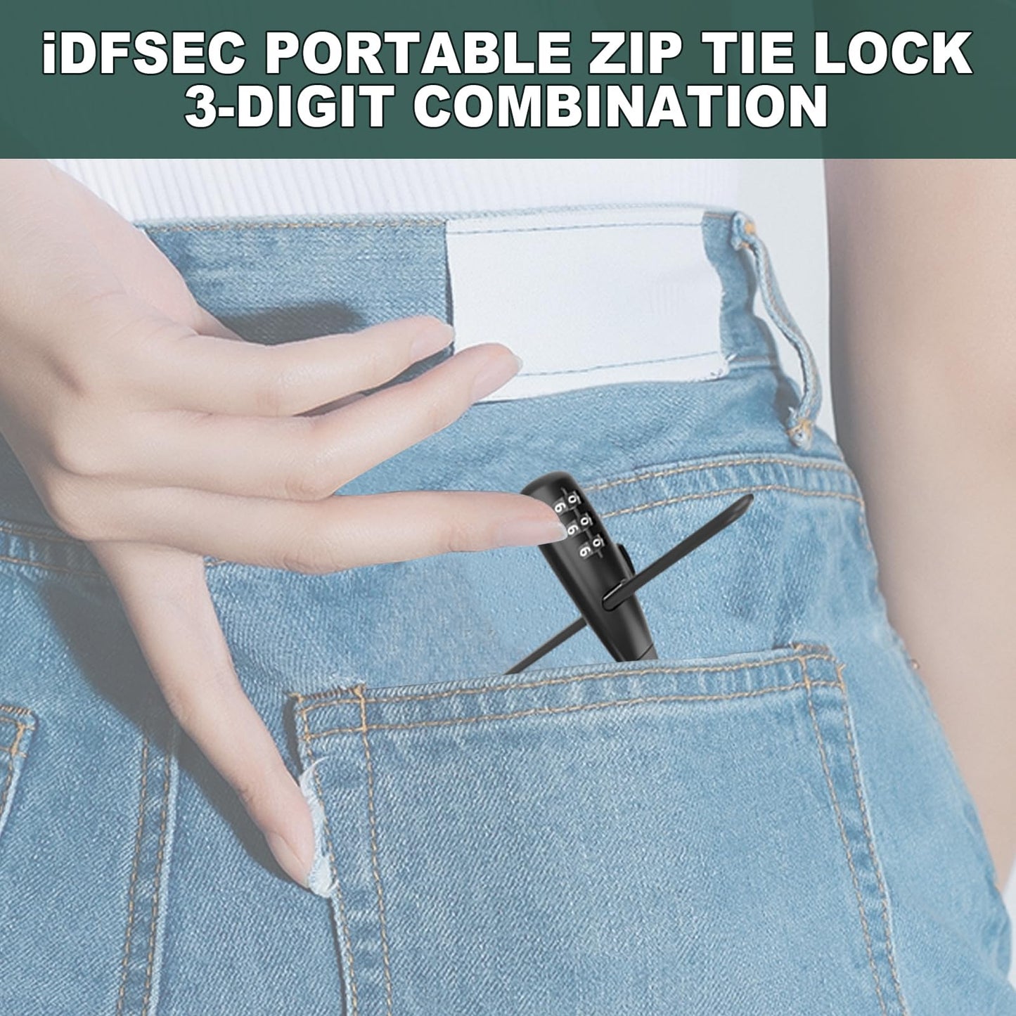 iDFSEC Zip Tie Lock, Adjustable Cable Tie with Stainless Steel Core - Multi-Purpose Cable Lock for Securing Helmets, Bicycles, Skis, Scooters, Café, Gate Door (2/Pack, Black)