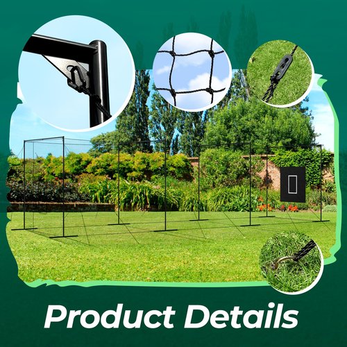 EnjoyColor Pro 40FT Batting Cage Net and Frame, 40 Foot Baseball and Softball Batting Cages with Pitching Machine Hole for Backyard, Black