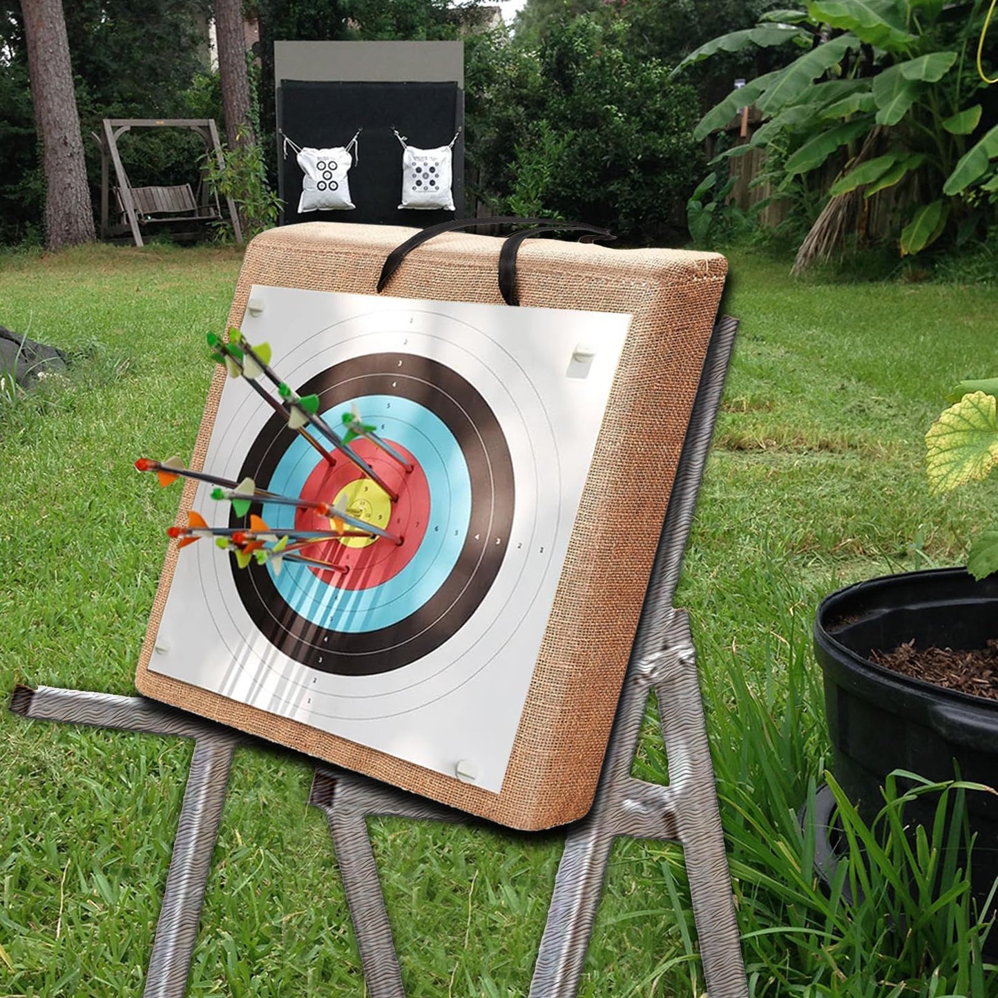 Archery Target Shooting Targets Bow Targets - Straw Target Practice Archery Backstop Archery Targets for Backyard for Compound Bow & Recurve Shooting Practice Outdoors17.7×17.7×2.4 in