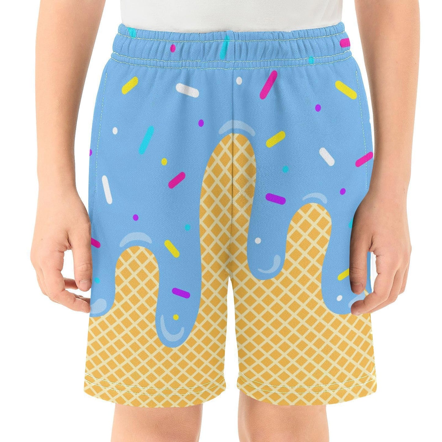Ice Cream Shorts Boys Summer Cute Preppy Clothes Ice Cream Drip Baseball Shorts Elastic Waist Athletic Short Pants 2-14 Y