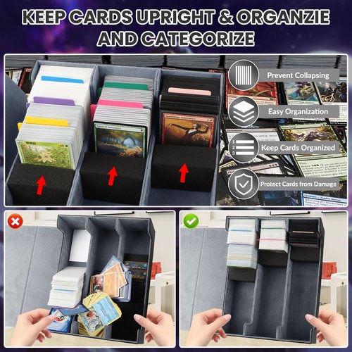 AOBOPLE 1800+ Trading Card Storage Box,MTG Deck Box with 10 Pcs Colorful Dividers & 3 Foam Supporters Commander Card Deck Case for Magic Game Cards, TCG, PTG