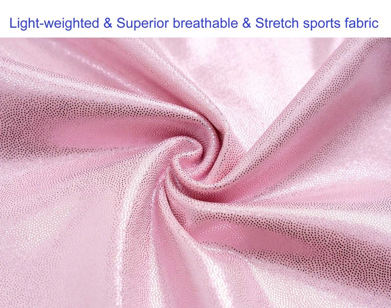 Domusgo Girls Gymnastics Leotards Size 5 6 Years Old Sparkle Solid Pink One Piece Quick Dry Unitards