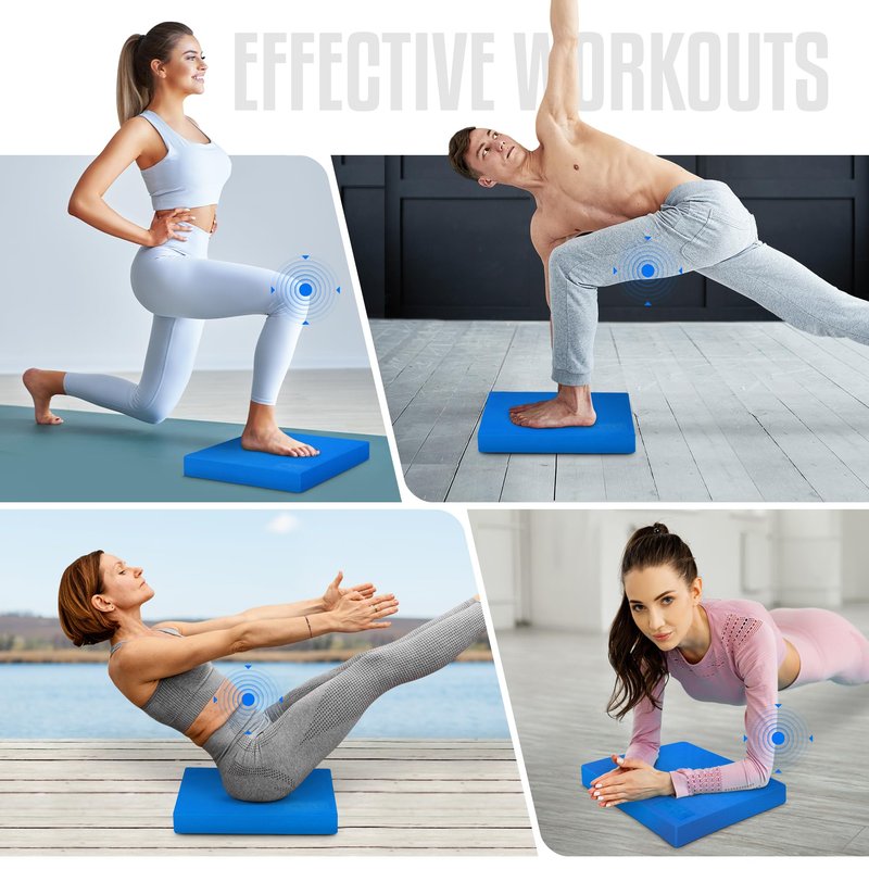 Yes4All Foam Balance Pad, Non-Slip Foam Mat for Yoga & Strength Training, Exercise Knee Pad for Floor Workouts, Soft Cushion for Balance Training - Blue, L