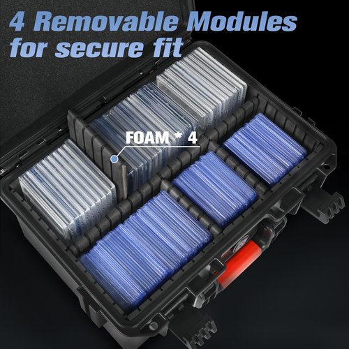 Sports Card Case Storage Box: Trading Cards Storage Box for PSA Graded Cards Holder and Top Loaders, Baseball Sport Card Storage Boxes, Waterproof Hard Case with 6 Dividers for Top Loaders Card (300+)