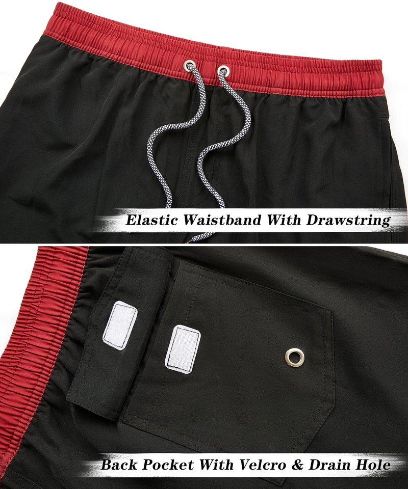 ELETOP Men's Swim Trunks Quick Dry Bathing Suit Swimming Board Shorts Mesh Lining Beach Swimwear Black S