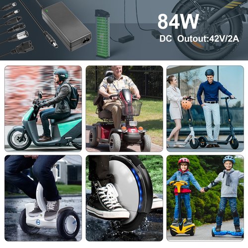 42V 2A Universal Scooter Charger with 7 Connections, 7 in 1 for Jetson, Gotrax Bike Electric Scooter, ninebot Electric Scooter Charger for 36V 10S Li-ion Battery.