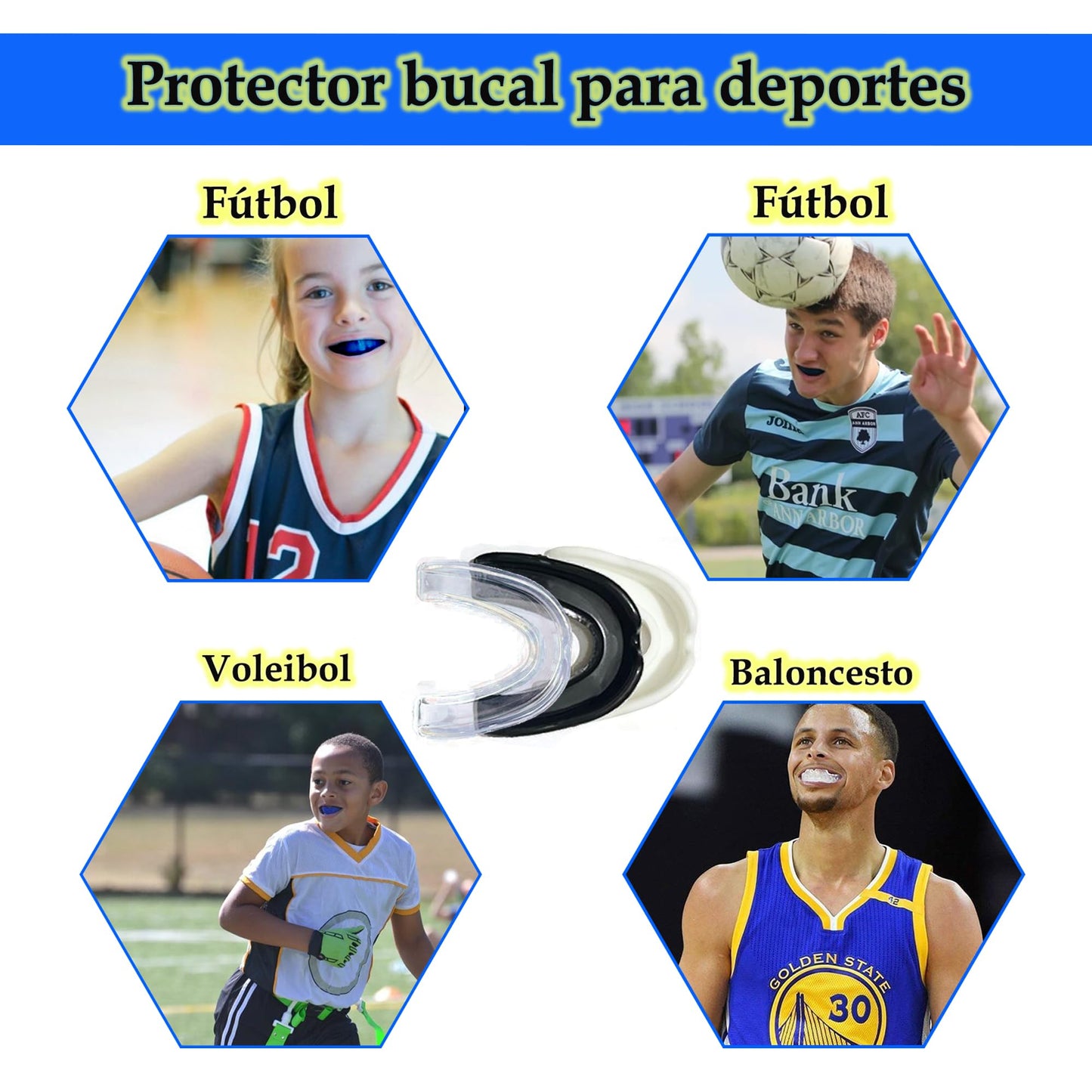 CHEM-TAAS 6-Pack Sports Mouthguard with Case Kid Youth Boil Bite Slim Fit Soft Girls Boys Football Lacrosse Basketball Boxing Soccer Taekwondo MMA Karate Size Kids Till 11