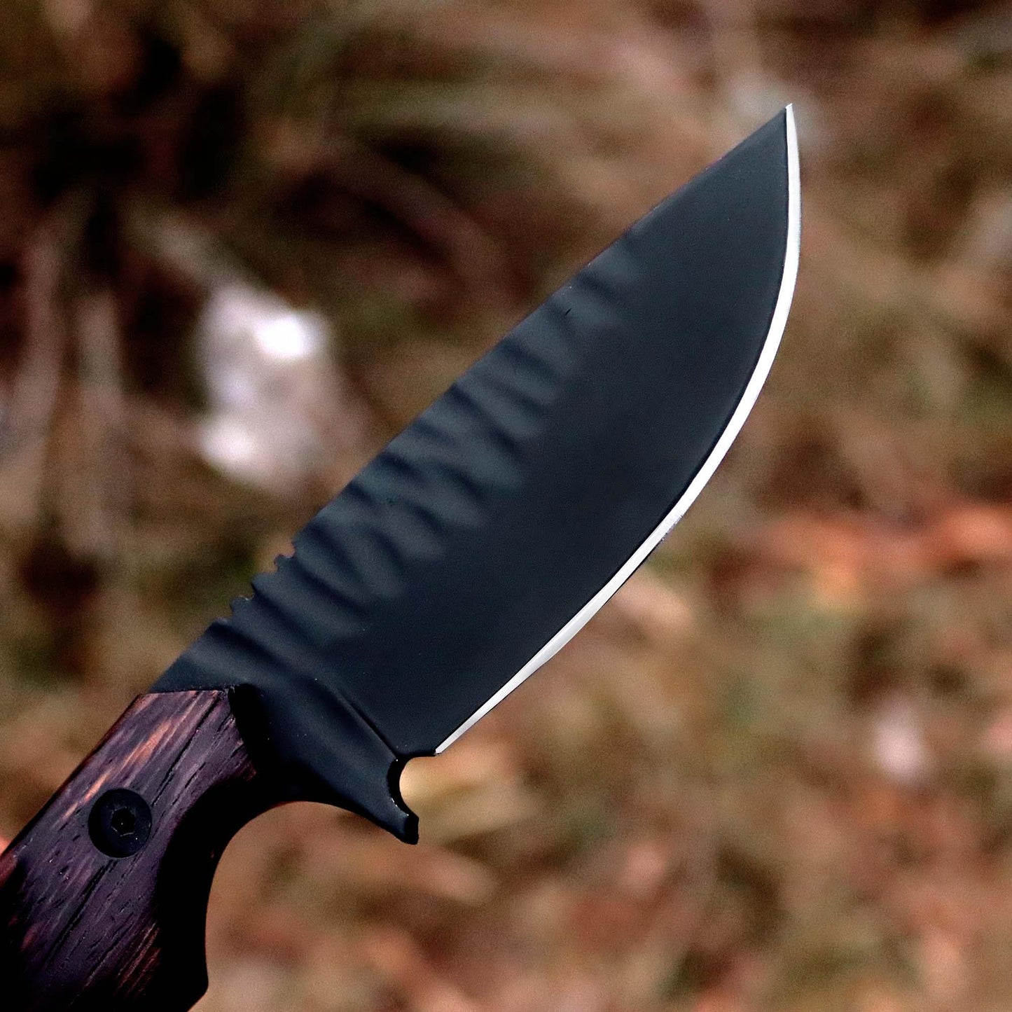 Kelani Fixed Blade Skinner – 1095 Steel, 8" Overall, Snake Wood Handle, Leather Sheath – Cowboy Knife for Hunting & Tactical Gear