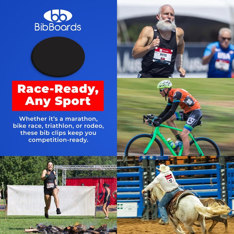 bibSNAPS Race Bib Clips - Safety Lock Fasteners - Secures Running, Marathon, Cycling and Event Number, Non Magnetic, Easy to Use, Soft & Reusable - Replacement for Pins & Magnets - Solid Black (4pcs)