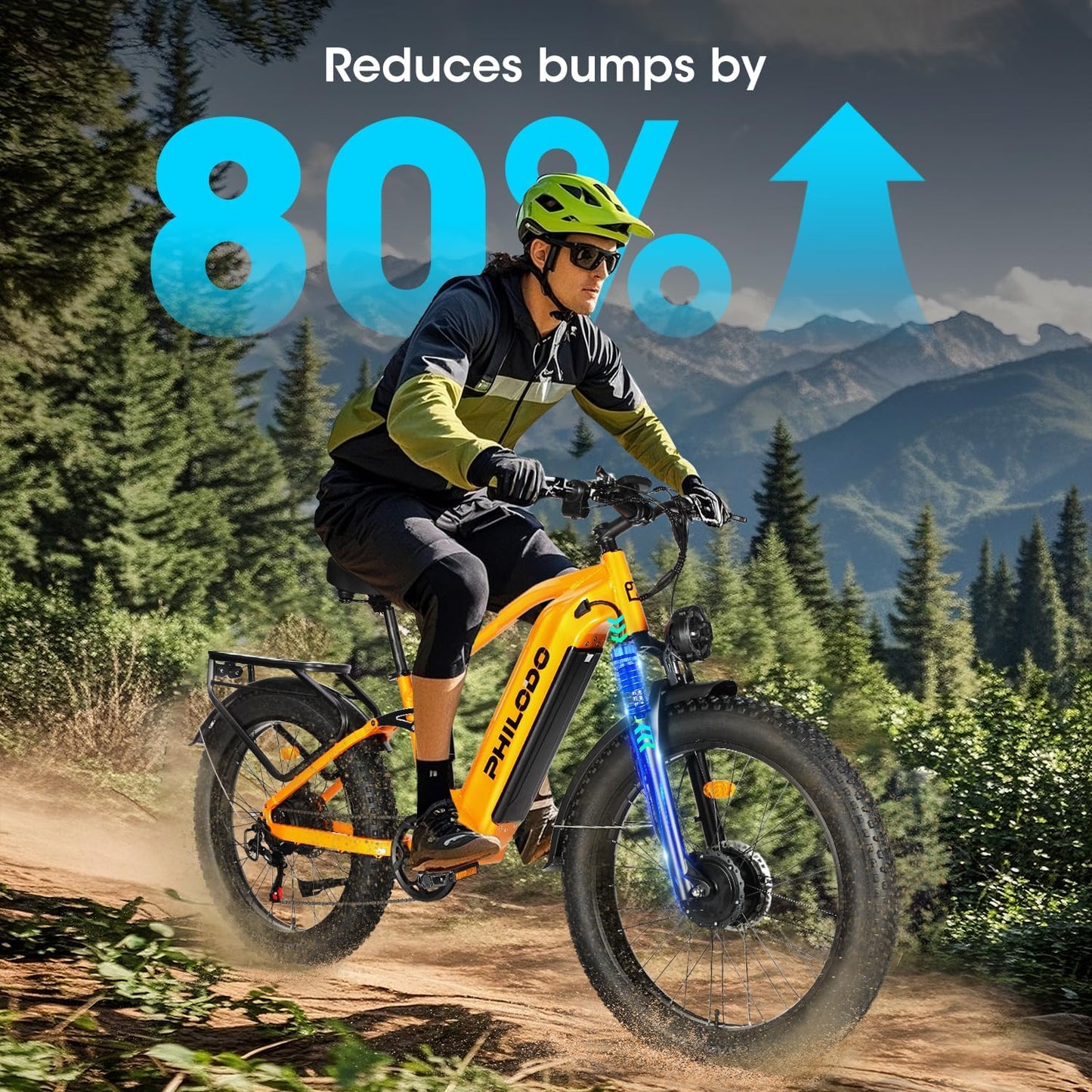 PHILODO Falcon 60V 32AH Off-Road Electric Bike 45MPH - 5000W Peak Dual Motor Hunting Ebike, Fat Tire Full Suspension Dirt Bike for Adults, Long Range Snow/Sand Electric Bicycle