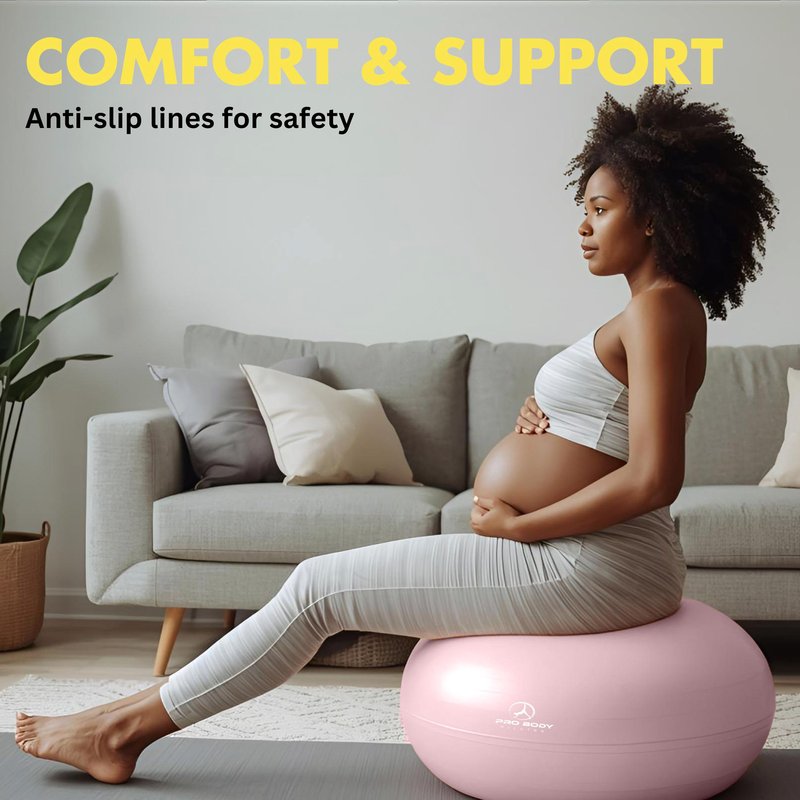 ProBody Pilates Pregnancy Ball - Yoga Ball for Pregnancy with Book, Prenatal, Labor & Postnatal Maternity Exercise (Rose, 65 cm)