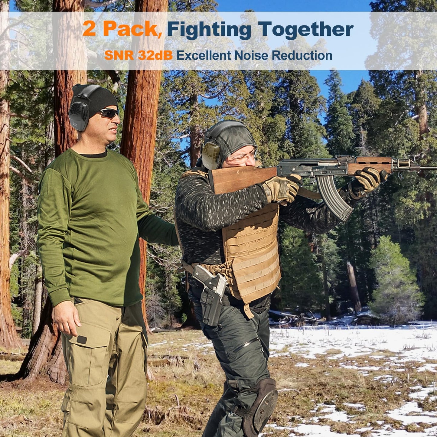 2 Pack Shooting Ear Protection Earmuffs, SNR 32dB Ear Protection for Gun Range,Hearing Protection for Shooters, Shooting Ear Protection Ear Muffs for Noise Reduction for Shooting Range/Mowing