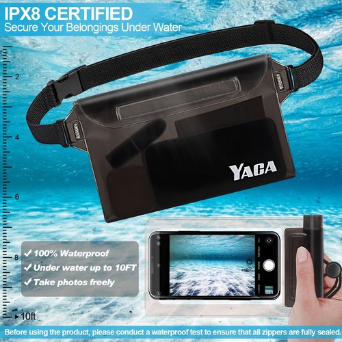 Waterproof Fanny Pack, 2PCS Touchscreen Sensitive Waterproof Phone Pouch, Dry Bag with Adjustable Waist Strap, Water Proof Pouch For Kayaking, Swimming, Boating, Floating, Perfect Beach Essentials
