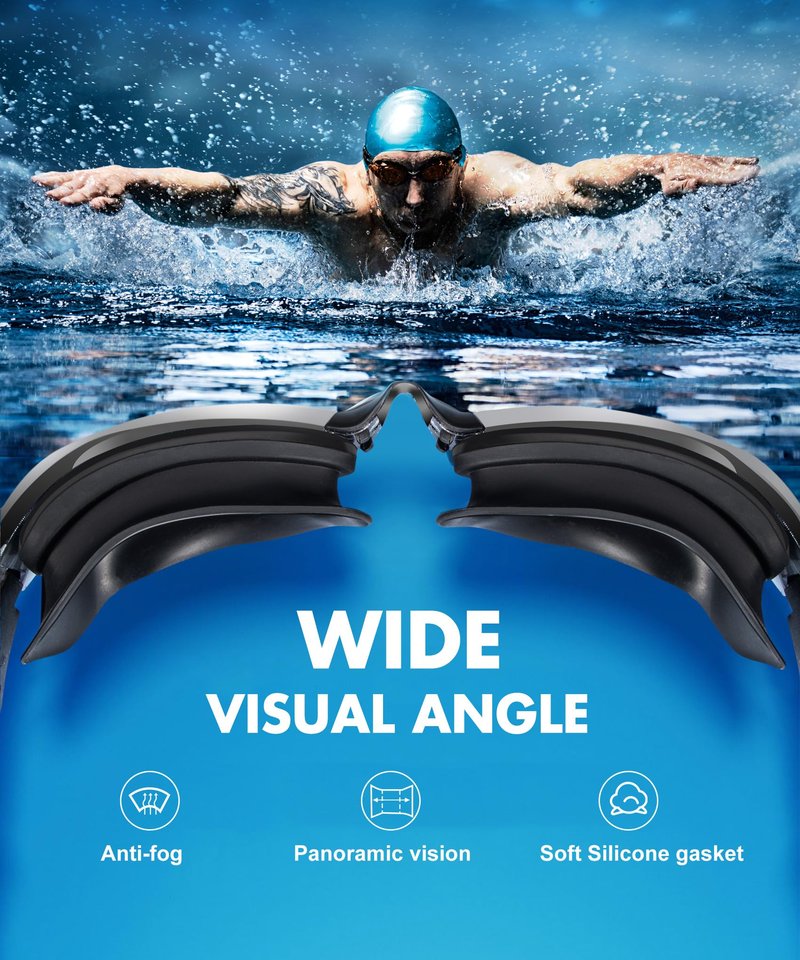 NSSIW Swim-Goggles-Adult-Women Goggles Swimming Men: Anti Fog Pool Goggles with UV400 and No Leak 2 Pack