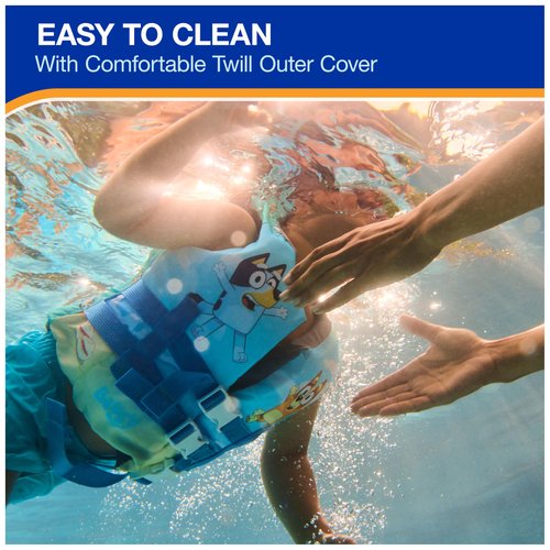 SwimWays Bluey Life Jacket, US Coast Guard Approved Kids Swim Vest, 33-55 lbs, Bluey