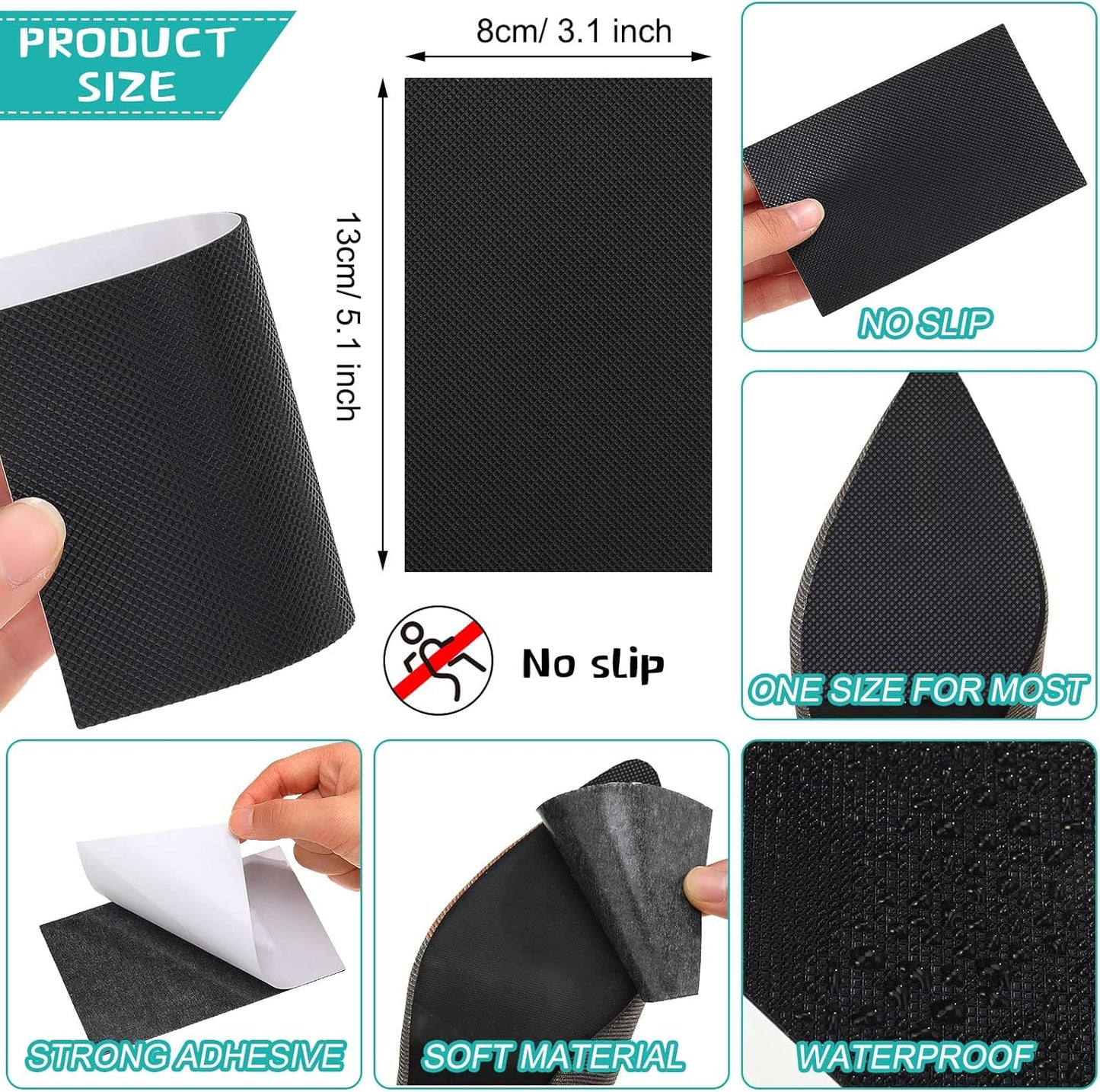 10 Pcs Non-Slip Shoe Pads for Bottom of Shoes Anti-Slip Grips Adhesive Grip Pads Sole Protector 3.1 x 5.1 Inches for Heels Trainers Treads Boots
