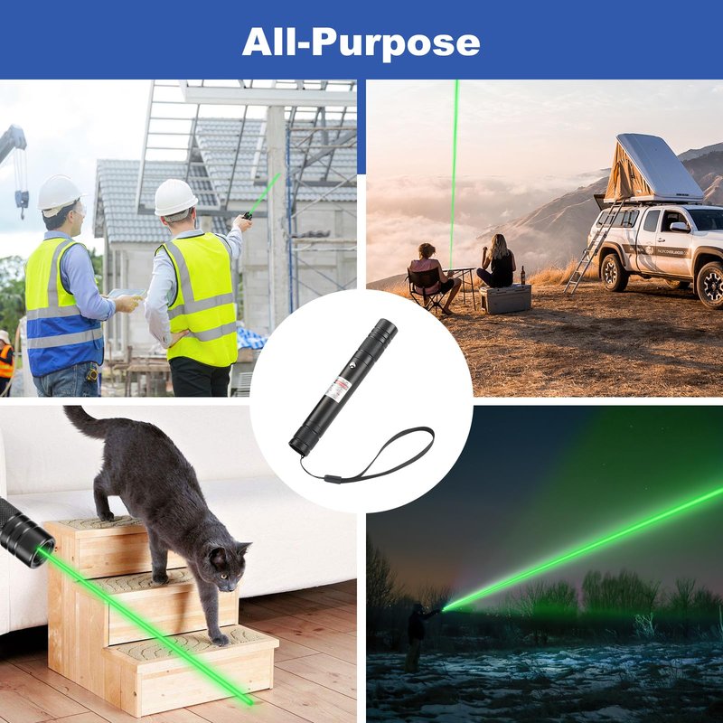Damflew Green Laser Pointer High Power - Long Range Rechargeable Laser Beam, USB Charging for Hiking, Presentations & Outdoor Use (Professional-Grade Green Light)