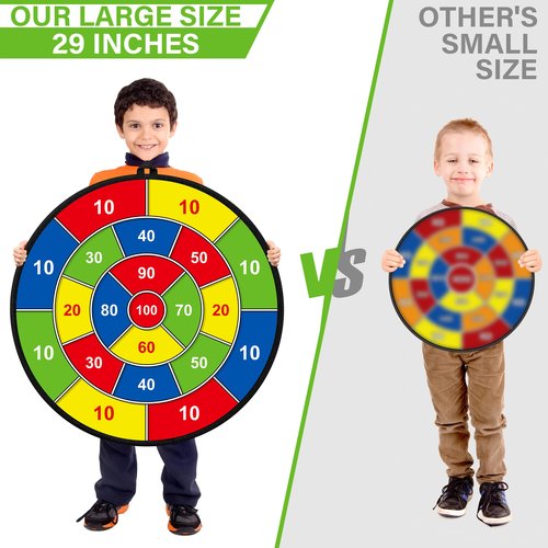 29" Large Dart Board for Kids, Kids Double-Sided Dart Board with Sticky Balls and Darts, Indoor/Outdoor Sport Fun Party Play Game Toys, Gifts for 3 4 5 6 7 8 9 10 11 12 Year Old Boys Girls