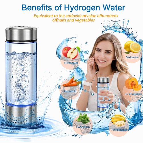 Hydrogen Water Bottle Generator, Portable Hydrogen Water Ionizer Machine Rechargeable Hydrogen Rich Water Glass Bottle for Travel 420ml Gift for Women Gifts for Men Gifts for Firend Birthday Gifts
