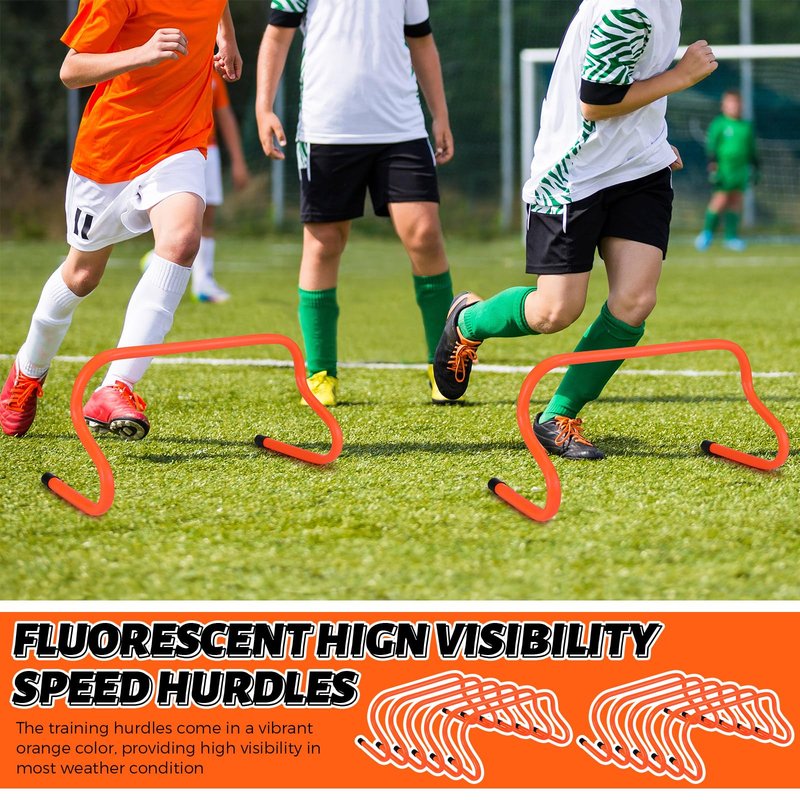 Wettarn 12 Pcs 9" Speed Training Agility Hurdles for Athletes Reliable Training Hurdle Plyometric All Purpose Practice Equipment for Soccer Basketball Football(Orange)