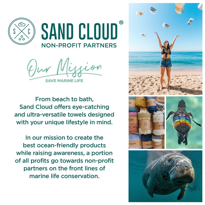 Sand Cloud Beach Towel - Sand Resistant - 100% Organic Turkish Cotton Yarn - Quick Dry Towel for Beach, Picnic, Blanket or Bath - As Seen on Shark Tank - Natu Green