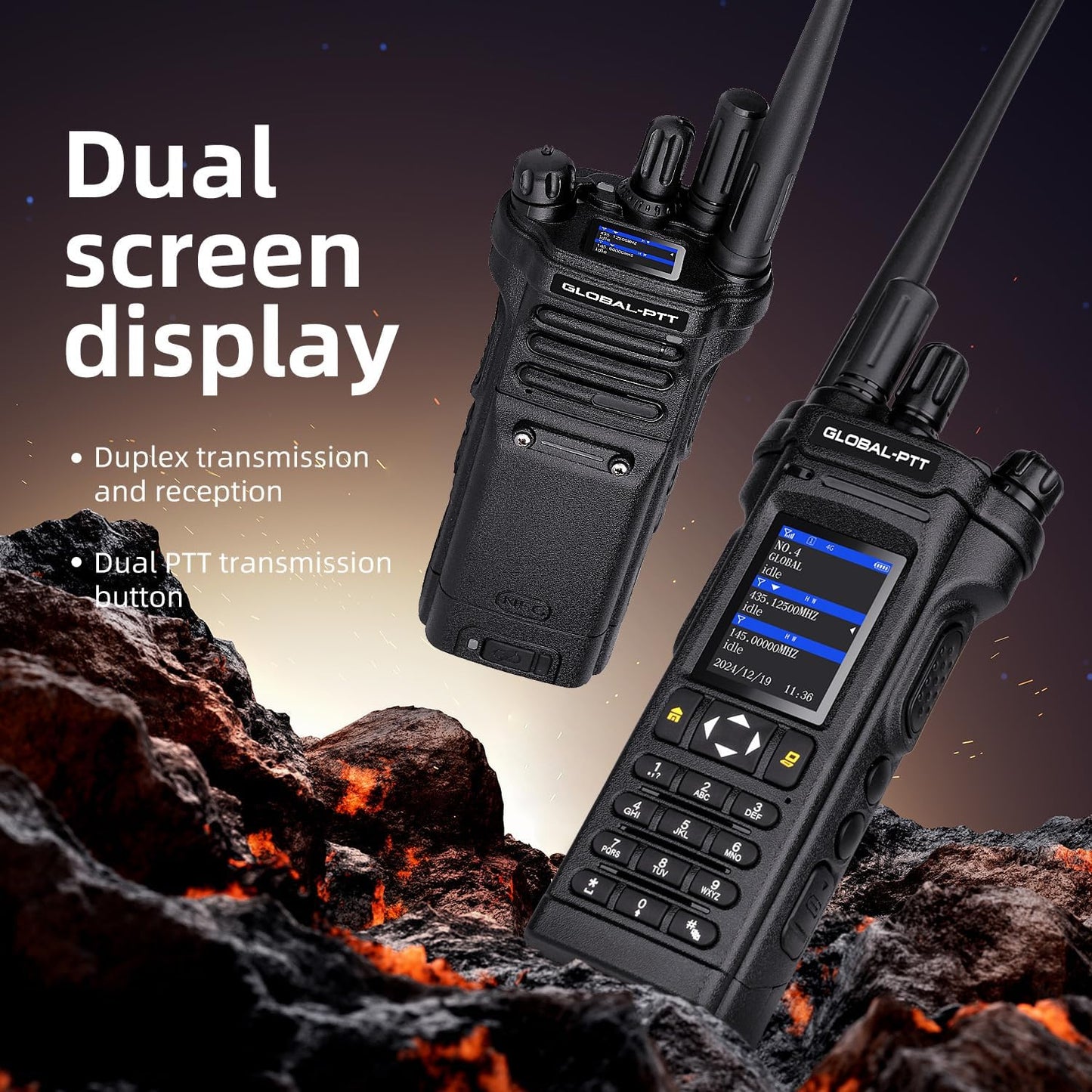 2-Pack 4G LTE PoC and Analog Two-Way Radios, Dual Band UHF/VHF 10w Power Unlimited Nationwide Range Walkie Talkie - Included 1-Year Data Plan (5288 Plus)