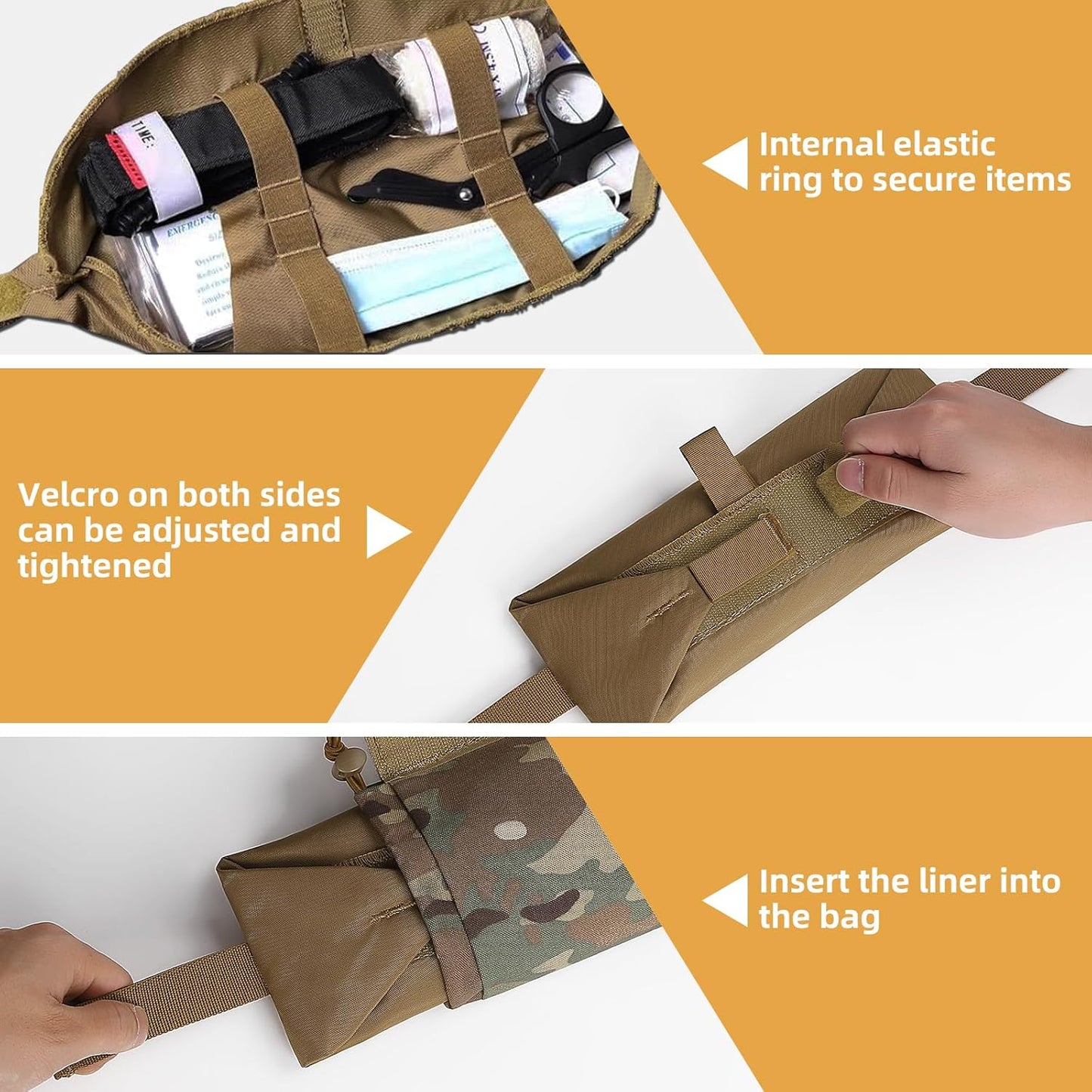 IFAK Micro Trauma Medical Roll-Up Dangler Pouch, First Aid Kit for IFAK Trauma Kit, Plate Carrier Accessory Drop Pouch for Belt, Tactical Vest and Chest Bag