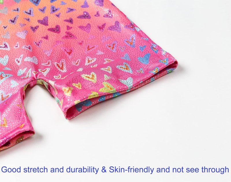 Domusgo Girls Leotards for Gymnastics 2t 3t Sparkly Nenon Pink Love Hearts One Piece Athletic Outfits