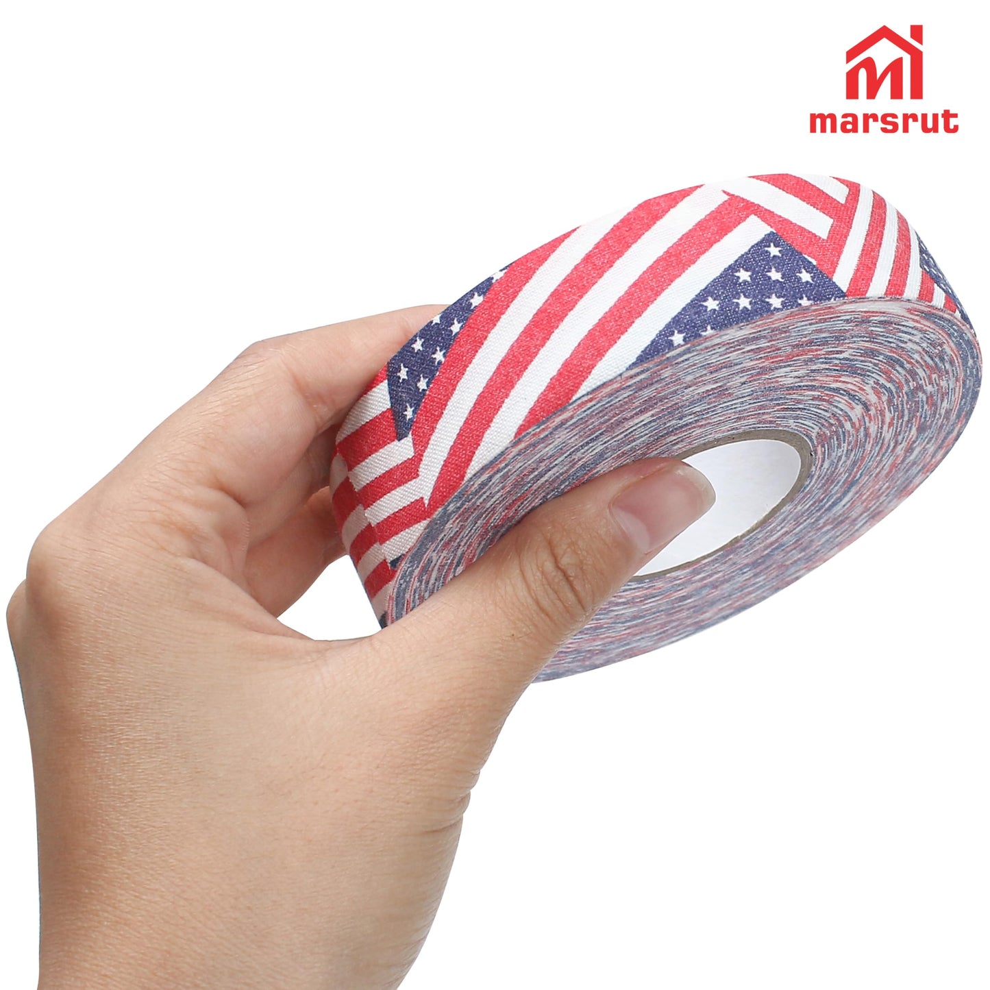2 Rolls Hockey Stick Tape, Colored Cloth Grip 1"x27yds Multipurpose for Baseball Athletic Sports Lacrosse Softball Bats Rackets Pullup Bars Gardening Tools Hand Taping Easy to Tear, Stretch (USA Flag)