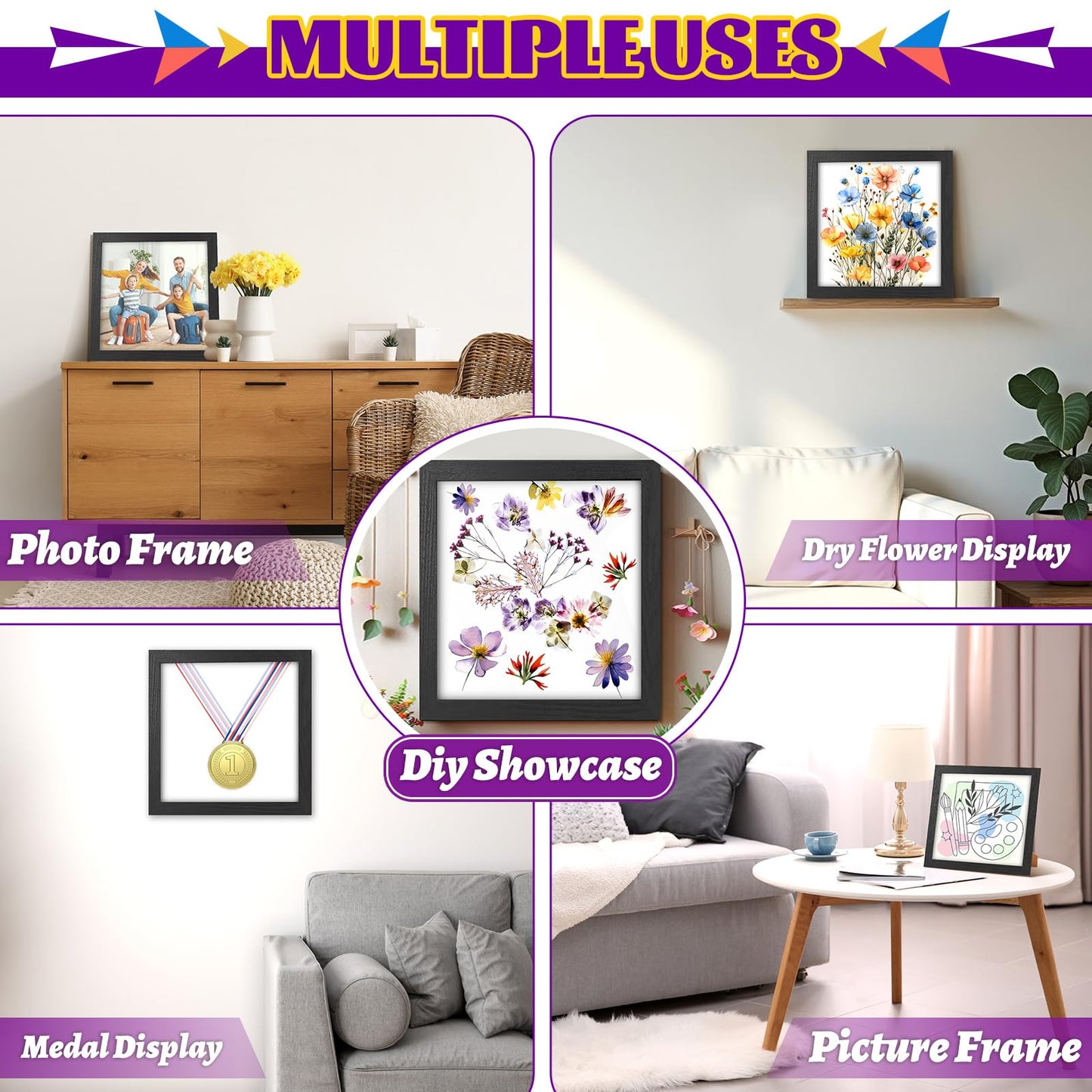 HyqehrtYazc 13" x 13" T Shirt Frames for Wall Display, Jersey Frame Display Case with UV Protection Acrylic, Wood Shadow Box Frame Depth of 1", Display Case for T Shirts, Jerseys, Memorabilia