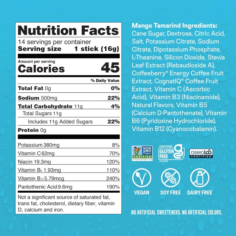 Liquid I.V.® Hydration Multiplier +Energy - Mango Tamarind | Electrolyte Powder Drink Mix | 1 Pack (14 Servings)