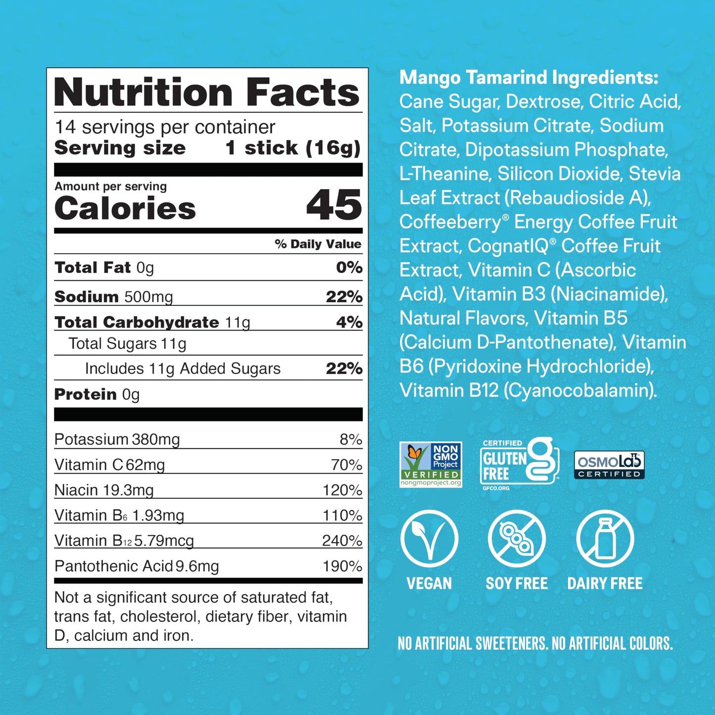Liquid I.V.® Hydration Multiplier +Energy - Mango Tamarind | Electrolyte Powder Drink Mix | 1 Pack (14 Servings)