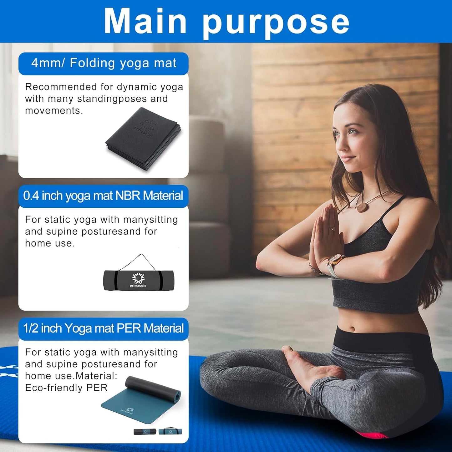 1/2-Inch Extra Thick NBR Yoga Mat with Enhanced Stability - Textured Design, Lightweight Mat with Carrying Strap & Case for Yoga, Pilates, Gym & Home Use (Multiple Colors)