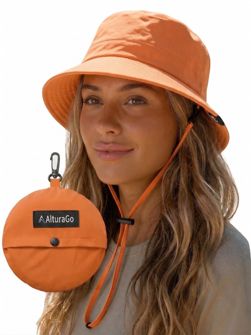 AlturaGo Waterproof Bucket Hat UPF50+ Quick Dry Sun Hat for Men Women Lightweight Hiking Fishing Cap Foldable Packable for Outdoor Travel (US, Alpha, One Size, Neon Orange)