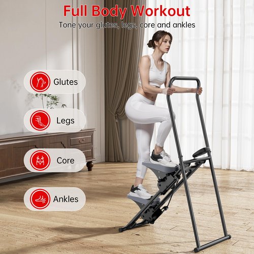 Upgraded Stair Stepper for Home Gym - Full-Body Vertical Climber with Larger Pedals, Adjustable Handlebar, and Compact Folding Design for Cardio Workouts,300LBS Capacity