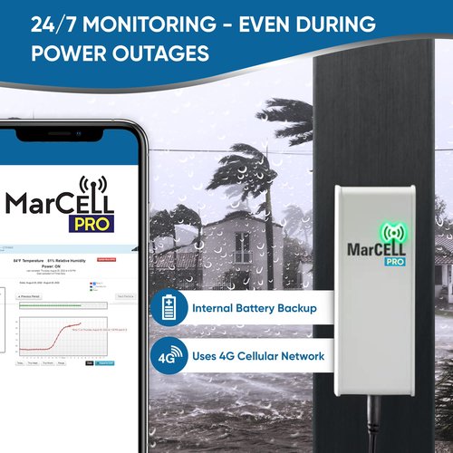 MarCELL PRO - Professional Level Remote Temperature, Humidity & Power Monitor - No WiFi Needed (Uses AT&T Network) - RV, Network Room, Freezer, Home - Instant Phone Call Alerts - Made in The USA