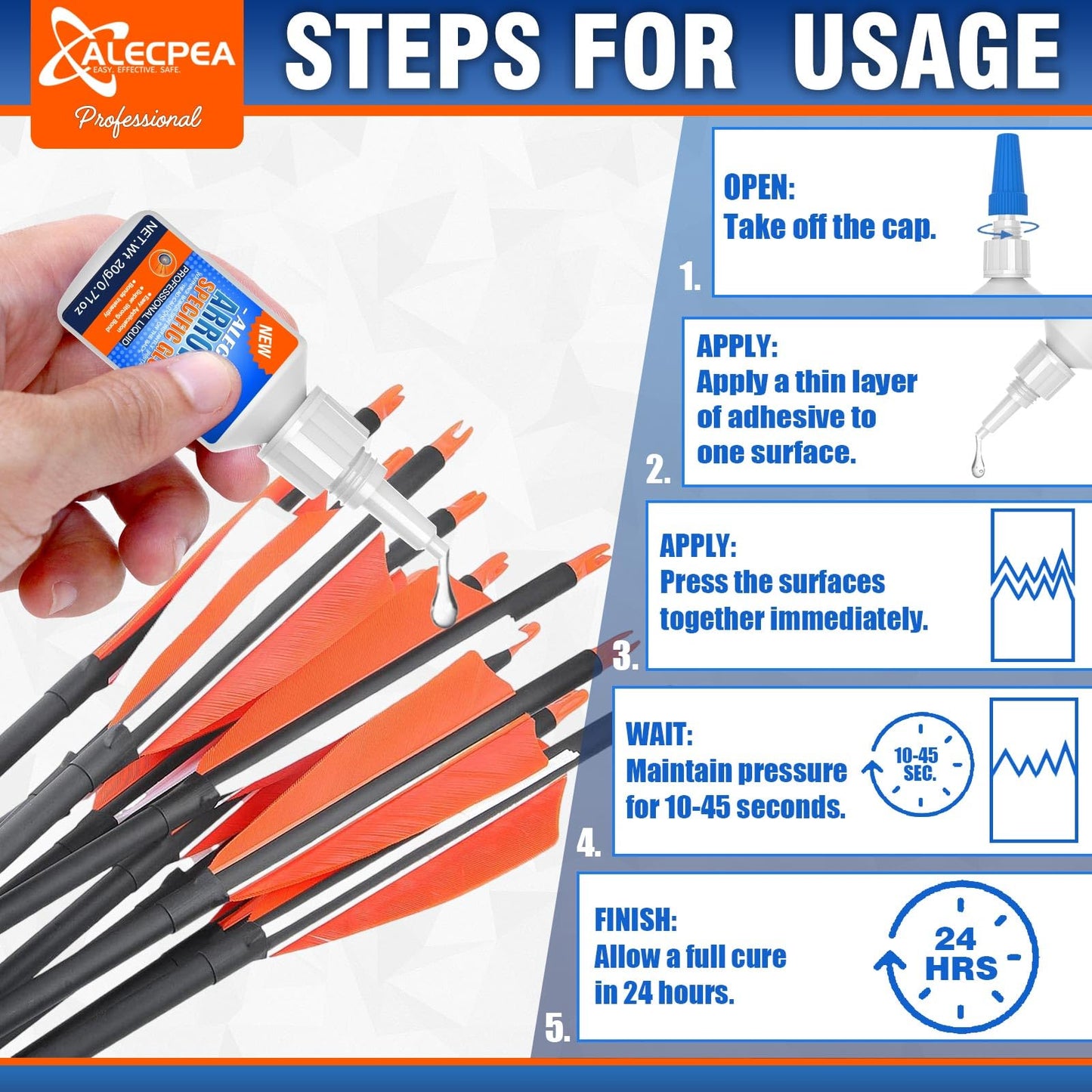 20g Instant Arrow Fletching Glue, Fast-Curing Clear Adhesive for Vanes, Feathers, and Inserts, Perfect for Aluminum, Carbon, and Wood Shafts, Ideal Archery Accessory