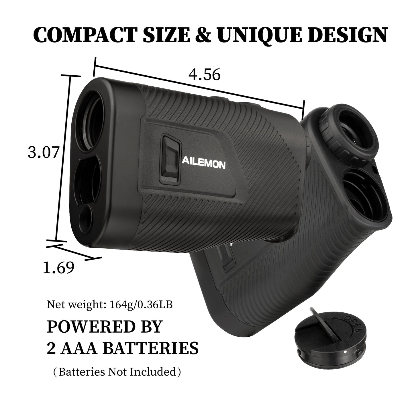 AILEMON Golf Rangefinder with Slope Switch, Flag Pole Locking with Pulse Vibration, 6X Magnification Laser Range Finder Golfing & Hunting, 900 Yards Rangefinders with Magnet Stripe (Black)
