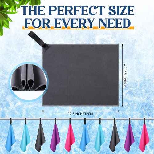 SmoothNovelty 10 Count Quick Dry Microfiber Camping Towels 25x32 cm Travel Hand and Face Towel with Hang Loop Lightweight Fast Drying Washcloth for Hiking Outdoor Adventures Yoga(5 Colors)
